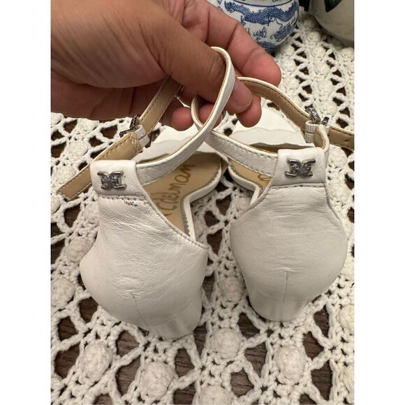 Sam Edelman white 3 inches heel sandal size 8.5 leather upper and balance man ma - Picture 6 of 9